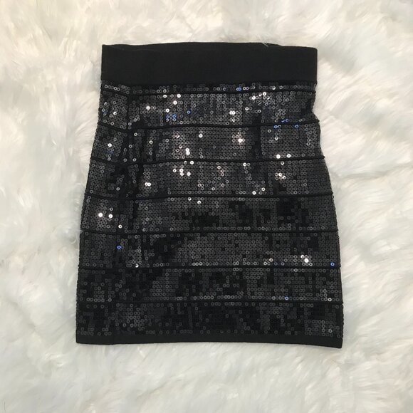 FOREVER21 black sequined party skirt SIZE S - Picture 1 of 3
